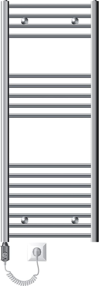 Elektrische badkamerradiator met verwarmingselement 900W 500x1200 mm Chroom gebogen met zijaansluiting LuxeBath
