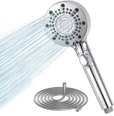 Dailygoods - Douchekop met slang, douchekop met slang van 1,5 m, handdouche, douchekop met filter, filterfilters, douchekop met afdichtband, voor hard water, restchloor, zwaar metaal