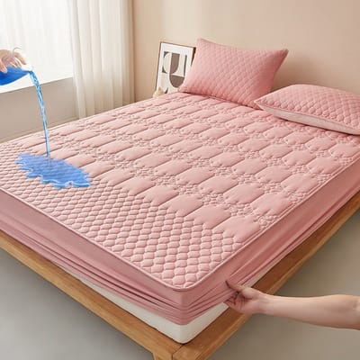 Matrashoes + 2 kussenslopen, TPU-laag voor waterdicht en ademend gebruik, geschikt voor matrassen tot 28 cm dik,Diamantvormige rode bonenpasta,180*200cm+kussensloop 48*74cm