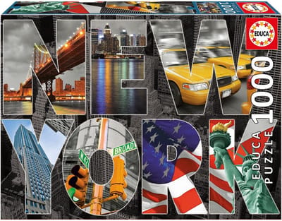 Puzzel 1000 Stukjes Stadsgezicht New York Collage voor Volwassenen