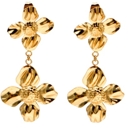 Oorbellen bloemen - RVS - goudkleurig - 5 cm