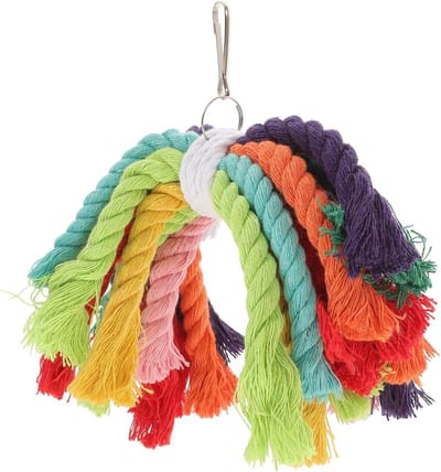 Vogel Touw - Knaagspeelgoed - Vogels Vermaken - Duurzaam Katoen - 7.86 Inch - Multicolor