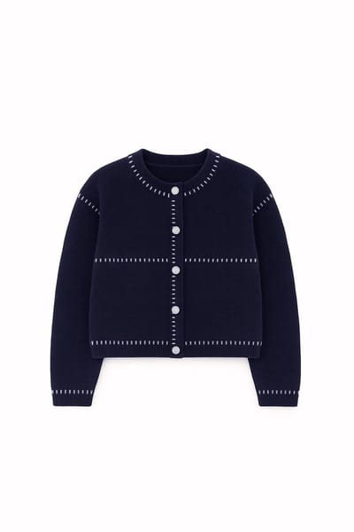 Touché Privé - Geborsteld vest met contrast - Marine - Dames