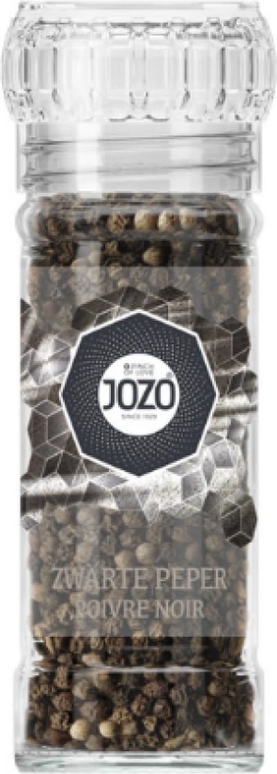 Jozo zwarte peperkorrels molen navulbaar - 6x 50gr