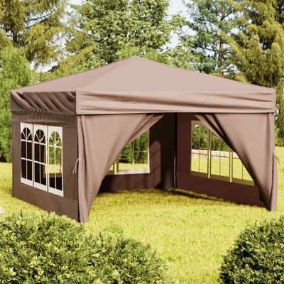 vidaXL - Partytent - inklapbaar - met - zijwanden - 3x3 - m - taupe