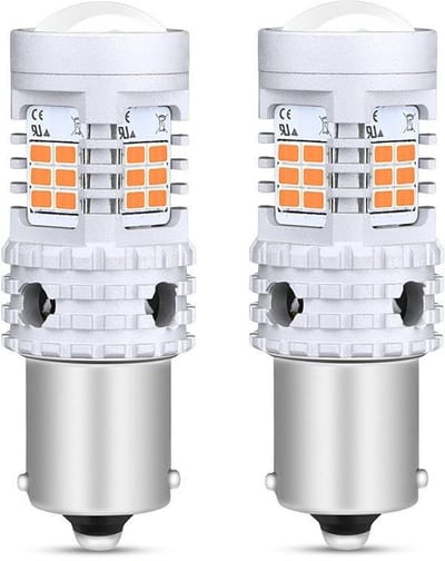 TLVX BA15S 1156 PY21W No Hyper Flash LED Oranje Canbus knipperlichten / Richtingaanwijzer / P21W / Flashing Lights Orange / LED Bulbs / Bayonet fitting / Ingebouwde weerstand / Storingsvrij / 2 stuks