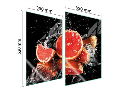 TMK ArtDeko - Glazen Beschermplaat - 2x35x52 cm - Geharde Glas - Grapefruit Motief