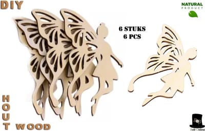 Bob Online ™ - 6 Stuks – Houten Vlinder Feeën Vormen + Jute Koord – Houten Feeën – Houten Decoratie Object – Kunst en Hobby Vlinder Feeën – Feeën Natuurhoutschijven – Houten Feeën Decoratie – DIY Knutsel Vlinder Feeën – Wooden Butterfly Fairies