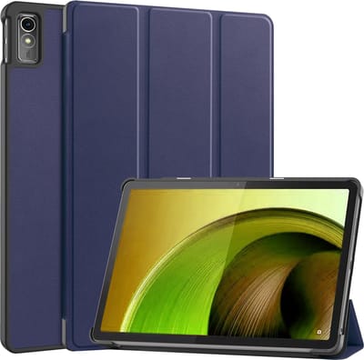 Hoes - Geschikt voor Lenovo Tab M10 5G - Dun & Stevig - Trifold Bookcase - Hard Cover - Hardcover Book Case - Tablet Hoesje - Donkerblauw