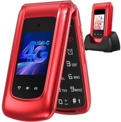 DailySupplies® Senioren Mobiele Telefoon 4g - Senioren GSM - Rood