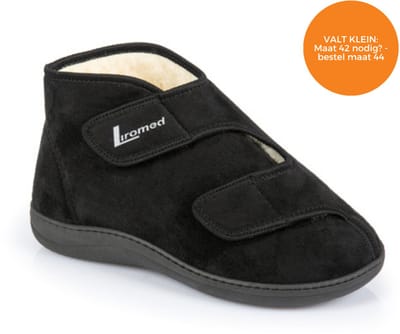 Liromed Verbandschoen Emmen – Verbandschoen Hoog - Breedte L - Gewatteerd met Scheerwol - Verbandschoen Voor Dames & Heren - Maat 42-Zwart