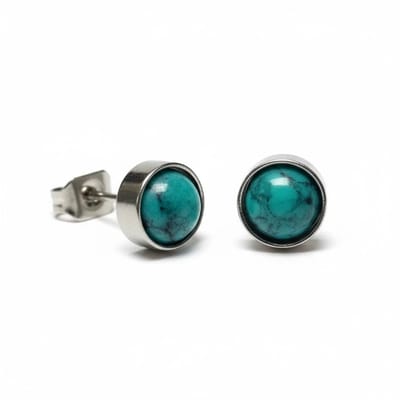 Aramat Jewels | Oorbellen | Turquoise Steen Oorbellen - Stijlvol en Duurzaam | | | |7mm | Staal | Kinderen, Volwassenen | Verkleurd niet