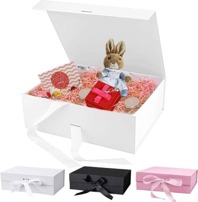 Cadeaubox met Strik, 21 x 17 x 7 cm, Rechthoekige Geschenken, Luxe Cadeauverpakking voor Feestdagen, Bruiloften en Verjaardagen