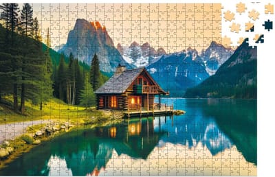 Milliwood - LS325 Houten Puzzel 3XL Landschap Bergen | 3D Puzzels bouwpakket | Hobby Speelgoed voor kinderen & volwassenen | Wanddecoratie Woonkamer | 580 stukjes 51x34cm | In luxe geschenkdoos