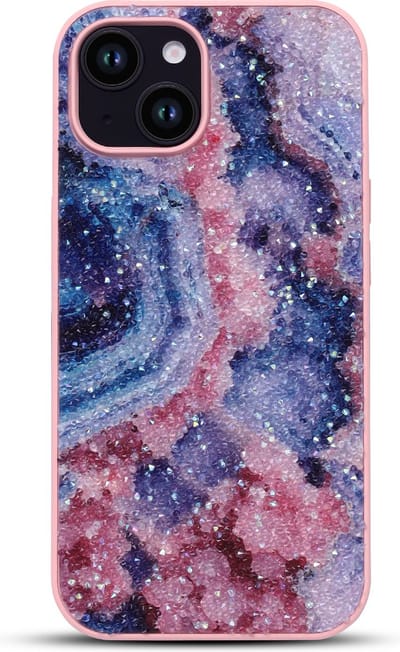 Casemania Hoesje Geschikt voor Apple iPhone 15 - Nova - Diamant Marmer Glitter Back Cover