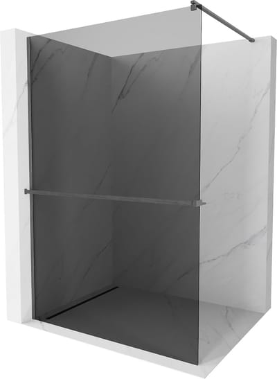 Mexen Kioto+ douchewand met plank Walk-in 70 x 200 , grafiet, geborsteld pistoolgrijs - 800-070-121-66-40