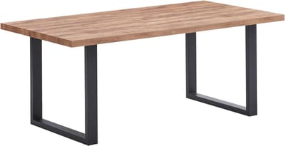 Belfurn - Eetkamertafel 190x95cm Nestor in mango decor met U-poot in zwart metaal