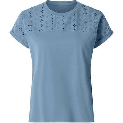 ESMARA Dames T-shirt met kant (Blauw, XS (32/34))