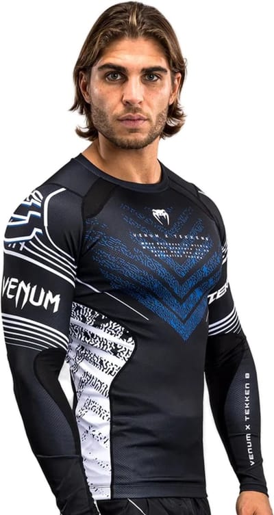 Venum x Tekken 8 Jin Kazama Rashguard Blauw Zwart Wit - S