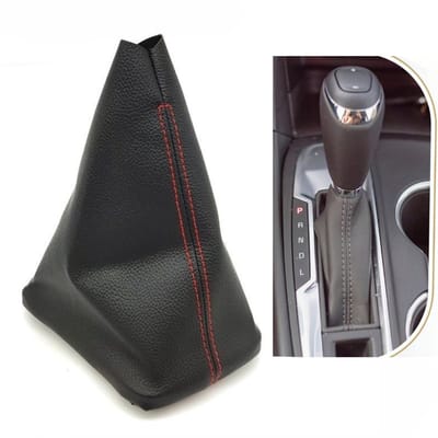 Automotive auto gaiter – Versnellingspook - Cover pookknop - Kunst lederen schakelpook - Pookknop universeel - Zwart met rode lijn - LOUZIR
