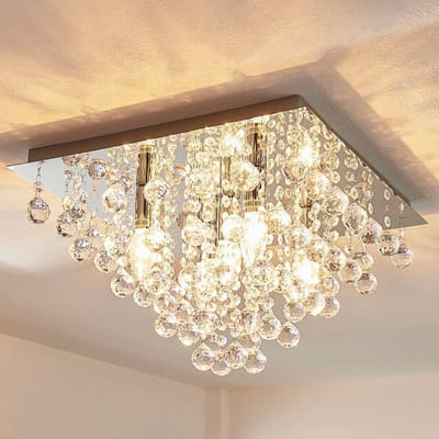 Lindby - plafondlamp - 5lichts - Metaal, acryl - H: 27 cm - E14 - chroom, helder