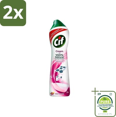 Cif - Badkamer & Keuken - Schuurmiddel - Cream Pink Flower - 500 ml - Voordeelverpakking - 2 stuks - Cif Schuurmiddel - Schuurmiddel