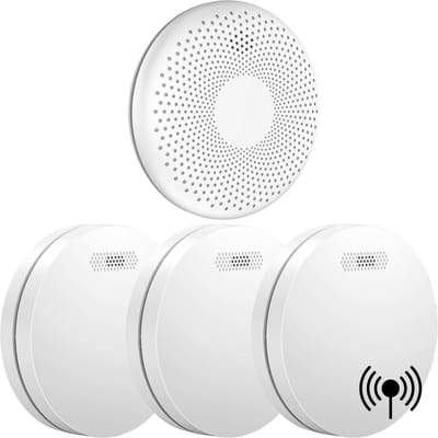 Aroha Link brandpreventieset - 3 Rookmelders & 1 Combimelder - 10 jaar batterij & sensor - Draadloos onderling koppelbare brandmelder & koolmonoxidemelder - CO meter - Multipack 4 set