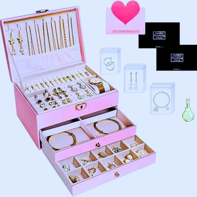 Elegante 3-Verdiepingen Sieradendoosje Van Zacht PU-Leer Met Fluwelen Voering – Perfect Valentijnscadeau Voor Haar - Veel Opbergruimte Voor Ringen En Oorbellen