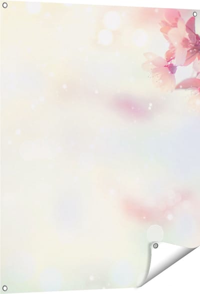 Gards Tuinposter Roze Bloesemboom met Zonneschijn - 80x100 cm - Tuindoek - Tuindecoratie - Wanddecoratie buiten - Tuinschilderij