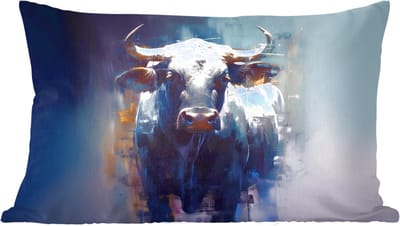 Sierkussens - Kussentjes Woonkamer - 60x40 cm - Stier - Zwart - Abstract - Horens