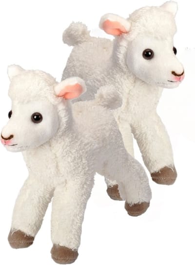 2x stuks pluche schaapje/lammetje knuffel 20 cm - Boerderij speelgoed dieren knuffels