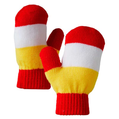 Apollo - Feest baby handschoenenen - Rood-wit-geel - one size - Baby feestkleding - Feestartikelen - Oeteldonk - Carnaval - Party