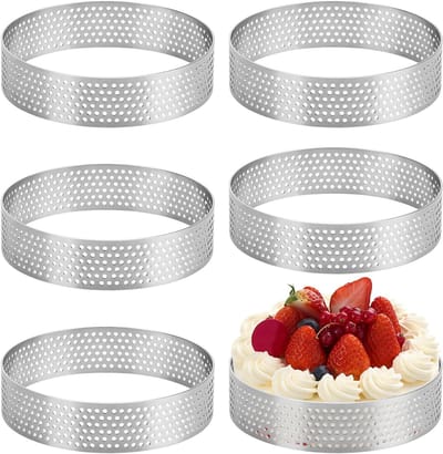 Set van 6 Non-Stick Bakringen Ø 8 cm van RVS voor Taarten, Mini Pies, Muffins en Pizza's
