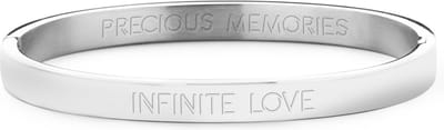 Key Moments in Color 8KM-BC0063 Stalen Bangle met tekst - Infinite love - Cadeau voor haar - Grootte 58 x 50 mm - Zilverkleurig