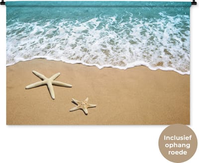 Wandkleed - Wanddoek - Zeester - Strand - Zee - 150x100 cm - Wandtapijt