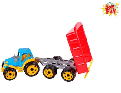 Trekker kleurset met kiepwagen 54cm 2 kleuren kunststof in het net - 4823037603442