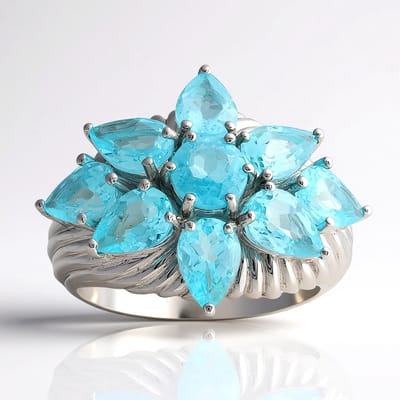 Cavill - Zilveren Ring met Blauwe Apatiet 3 08 ct - 925 Sterling Zilver Gerhodineerd - Moderne Prong Zetting - Madagaskar Edelstenen