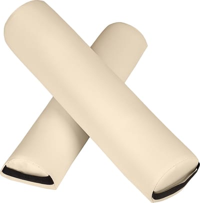 tectake® Comfortabele set massagerollen - Ondersteuning en positionering voor massagetafel - Kussens voor nek, rug, therapie en wellness - Afmeting volledige rol (L) 62 x ø 14,5 cm - Afmeting halve rol (LxBxH) 64 x 14 x 8 cm - Beige