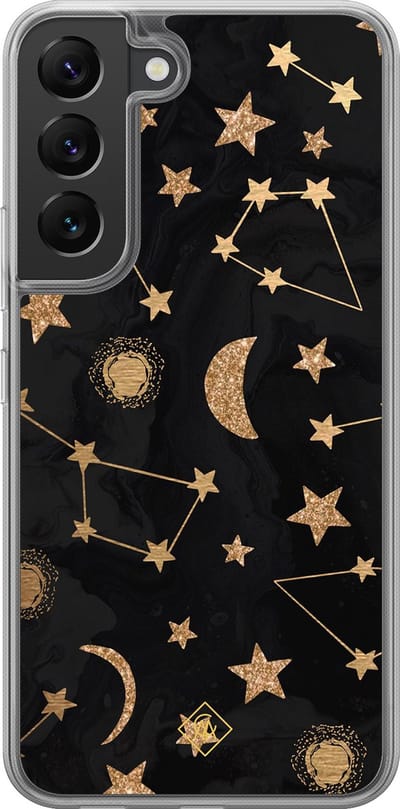 Casimoda® hoesje - Geschikt voor Samsung Galaxy S22 - Counting The Stars - 2-in-1 case - Schokbestendig - Sterren - Verhoogde randen - Zwart, Transparant