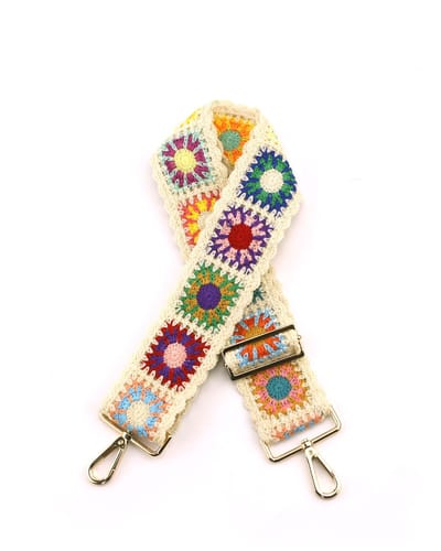 Bag Strap - Tassenriem - Schouderband - Zilveren Gesp - Schouderriem tas-Verstelbaar - Gehaakte bloem portemonnee bandjes vervanging- Crossbody voor handtassen -vrouwen gitaarband -2.1 inch brede -Verstelbare tas riem