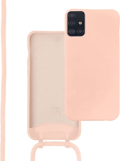 xoxo Wildhearts silicone case met koord - Telefoonhoesje met koord - Backcover hoesje met telefoonkoord - Lovely Pink Cord Case - geschikt voor Samsung Galaxy S21 - roze