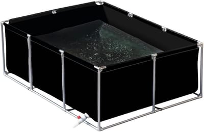 Aquacultuur Watertank - Visvijver Zwembad - Tijdelijke Opslag - Versterkt Canvas Materiaal - Groot Rechthoekig - Blauw Groen Grijs Zwart Wit