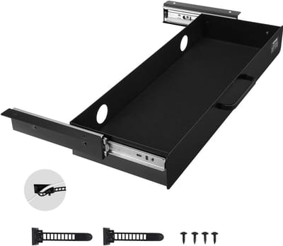 Bureau lade - Opbergruimte - Thuiswerkplek organiseren - Volledig metalen frame - 635 x 75 cm - Zwart