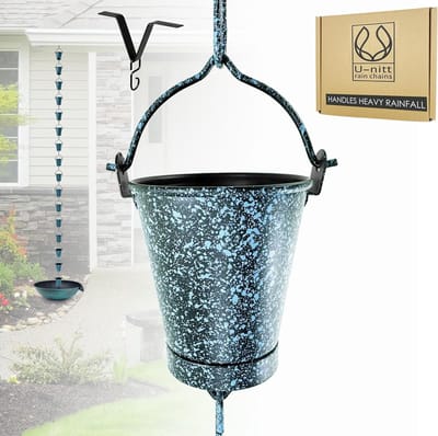 Regenketting Emmerbekers - Dakgoot Afvoer - Sfeervolle Waterafvoer - Gepoedercoat Metaal - 259 cm Lang - Zwart Patina