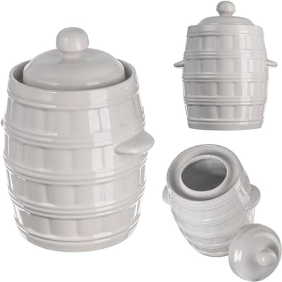 KADAX Vat voor het inleggen van kool, komkommers, steengoedpot 3,2 l met kraag