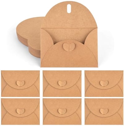 Dailygoody - Kleine Kraftpapier Enveloppen - Mini-Hartjesenveloppen