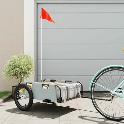 Fietsaanhanger - Fietskar - Vervoeren van spullen - Robuuste ijzeren constructie - 126 x 63 x 36 cm - Grijs