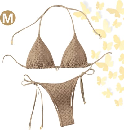 Livano Bikini Dames - Meisjes Bikini - Badpak - Push Up - Vrouwen Badkleding - Zwemmen - Sexy Set - Top & Broekje - Koffiekleur - Maat M