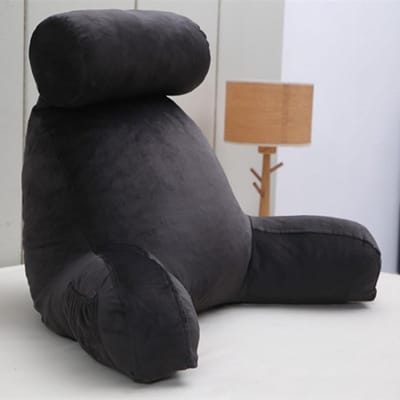 Leeskussen met steun - Neksteun kussen - Ontspannen zitten - Extra gevuld traagschuim - 58x40x25CM - Zwart