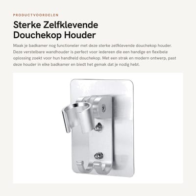 Dailygoods- Douchekop Houder Sterk - Verstelbare Wandbeugel - Douchekophouder zonder boren - Douchekop Hanger - Handgreep - Geschikt voor badkamer - Douchebeugel